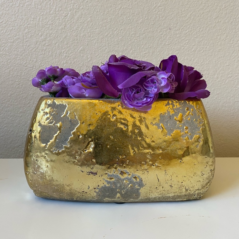 Anthropologie Gold Planter